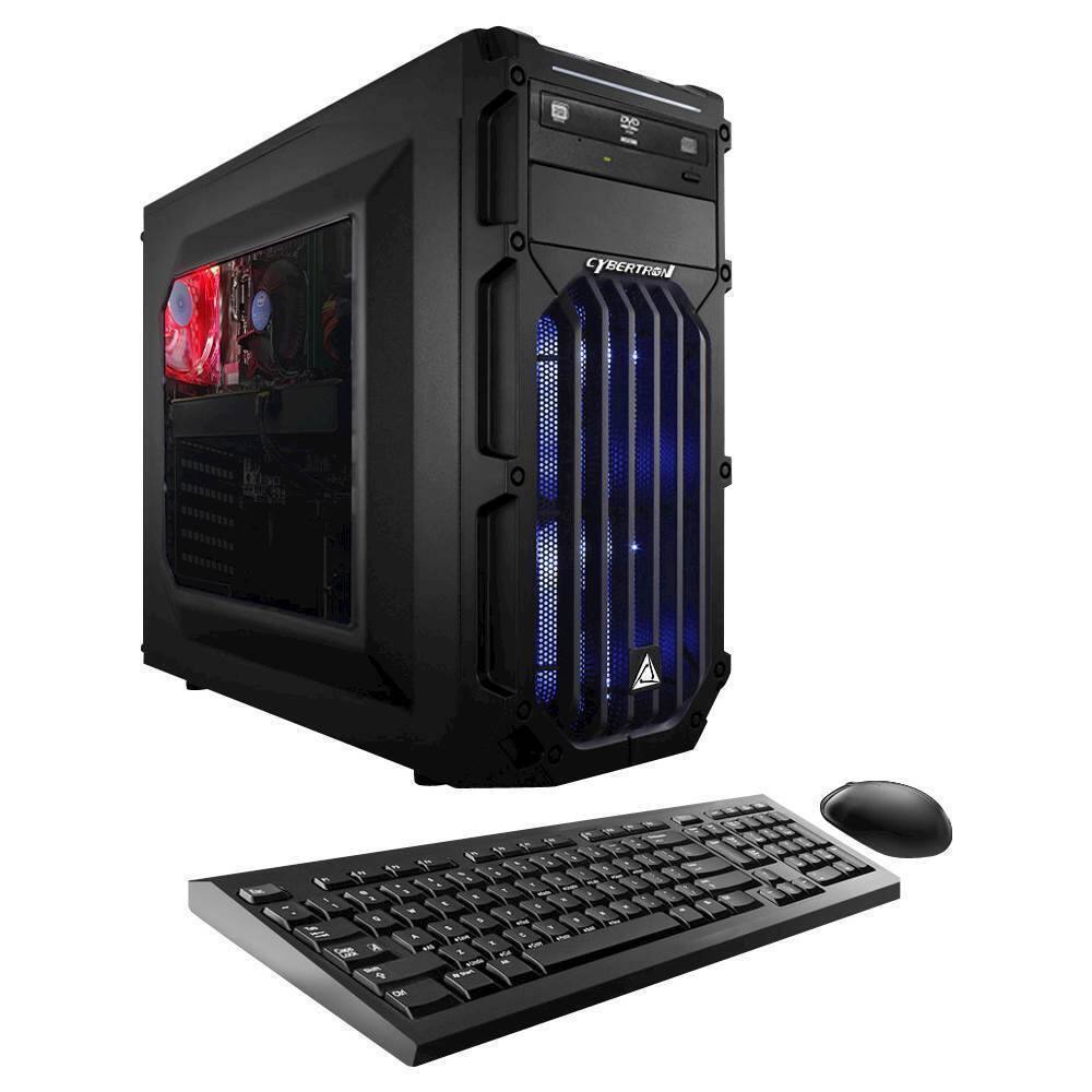 Front. CybertronPC - Palladium Gaming Desktop- Intel Core i7- 8GB Memory - NVIDIA GeForce GTX 1060 - 1TB Hard Drive + 120GB Solid State Drive - Black/Blue.
