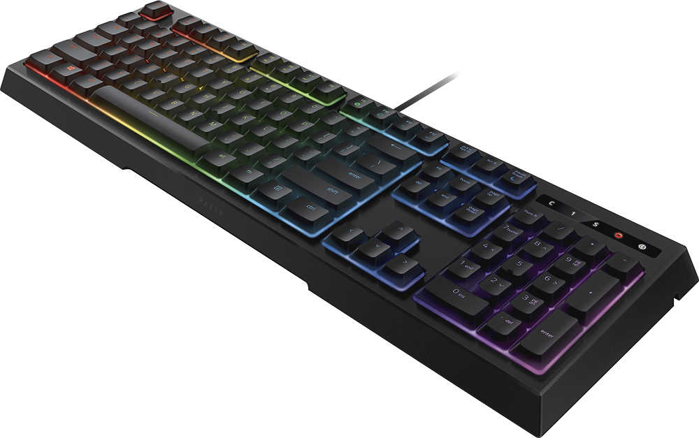 Left View: Razer - Ornata Chroma Wired Gaming Mecha-Membrane Keyboard with RGB Back Lighting - Black