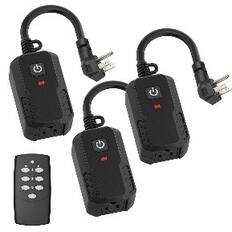 Front. BN-LINK - BN-LINK Outdoor Remote Control Outlet Plug, Indoor Wireless Switch, Weatherproof, 15A, 3-Prong, 3-Pack - Black.
