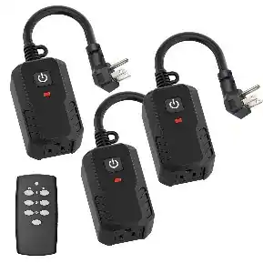 Front. BN-LINK - BN-LINK Outdoor Remote Control Outlet Plug, Indoor Wireless Switch, Weatherproof, 15A, 3-Prong, 3-Pack - Black.