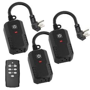 Front. BN-LINK - BN-LINK Outdoor Remote Control Outlet Plug, Indoor Wireless Switch, Weatherproof, 15A, 3-Prong, 3-Pack - Black.