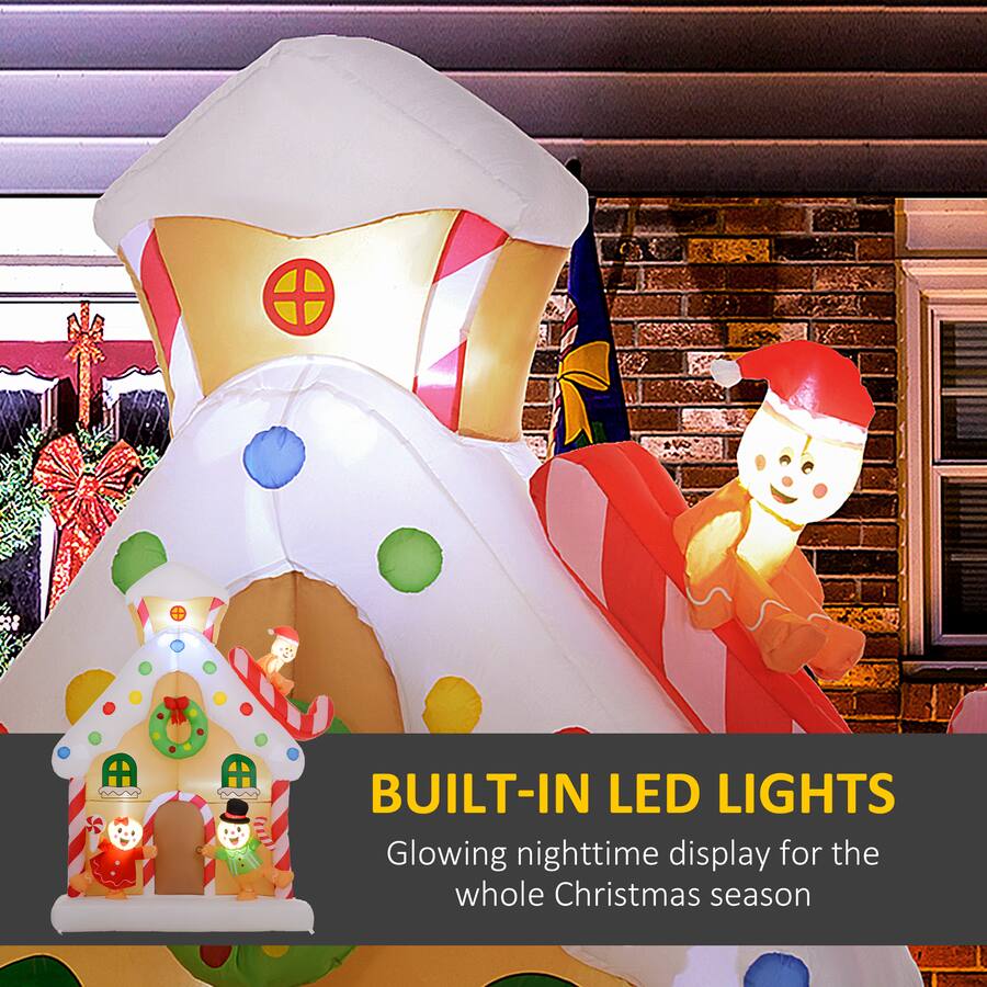 Outsunny 7FT Christmas Inflatable Gingerbread House, Giant Blow Up ...