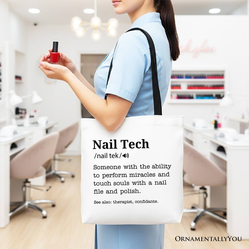 Nail Tech  
/nail tek/4) Someone with the ability to perform miracles and touch souls with a nail file and polish. See also: therapist, confidante.  

ORNAMENTALLY YOU