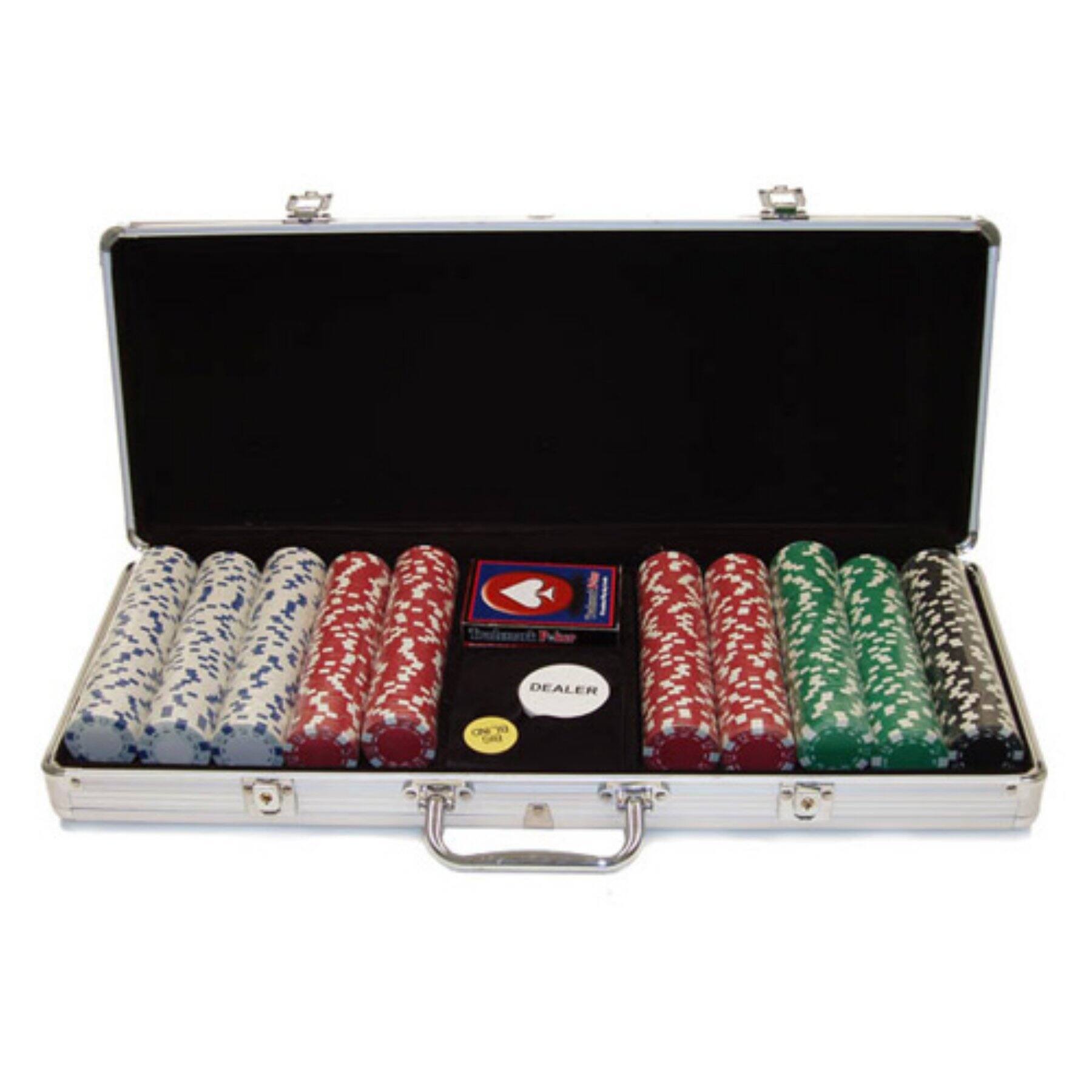 Best Buy: Trademark Trademark Poker 500 Chips 11.5g Dice-Striped Set in  Aluminum Case 10-1090-5001S