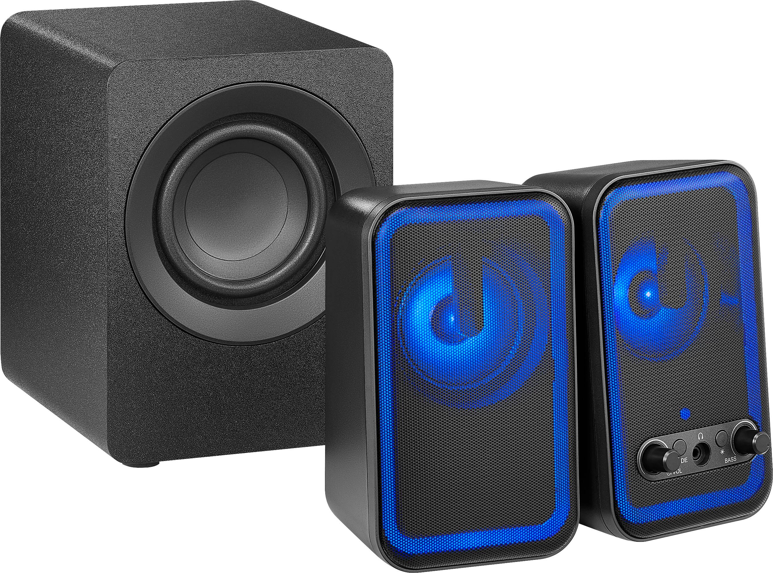 Alt View 13. Insignia™ - 2.1 Bluetooth Computer Speaker System with RGB Lighting and Remote Control (3-Piece) - Black.