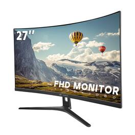 CRUA - 27" Curved Monitor, FHD(1920x1080P) VA Panel 100HZ 120% sRGB Professional Computer Monitor, Narrow Bezels on Three - Black