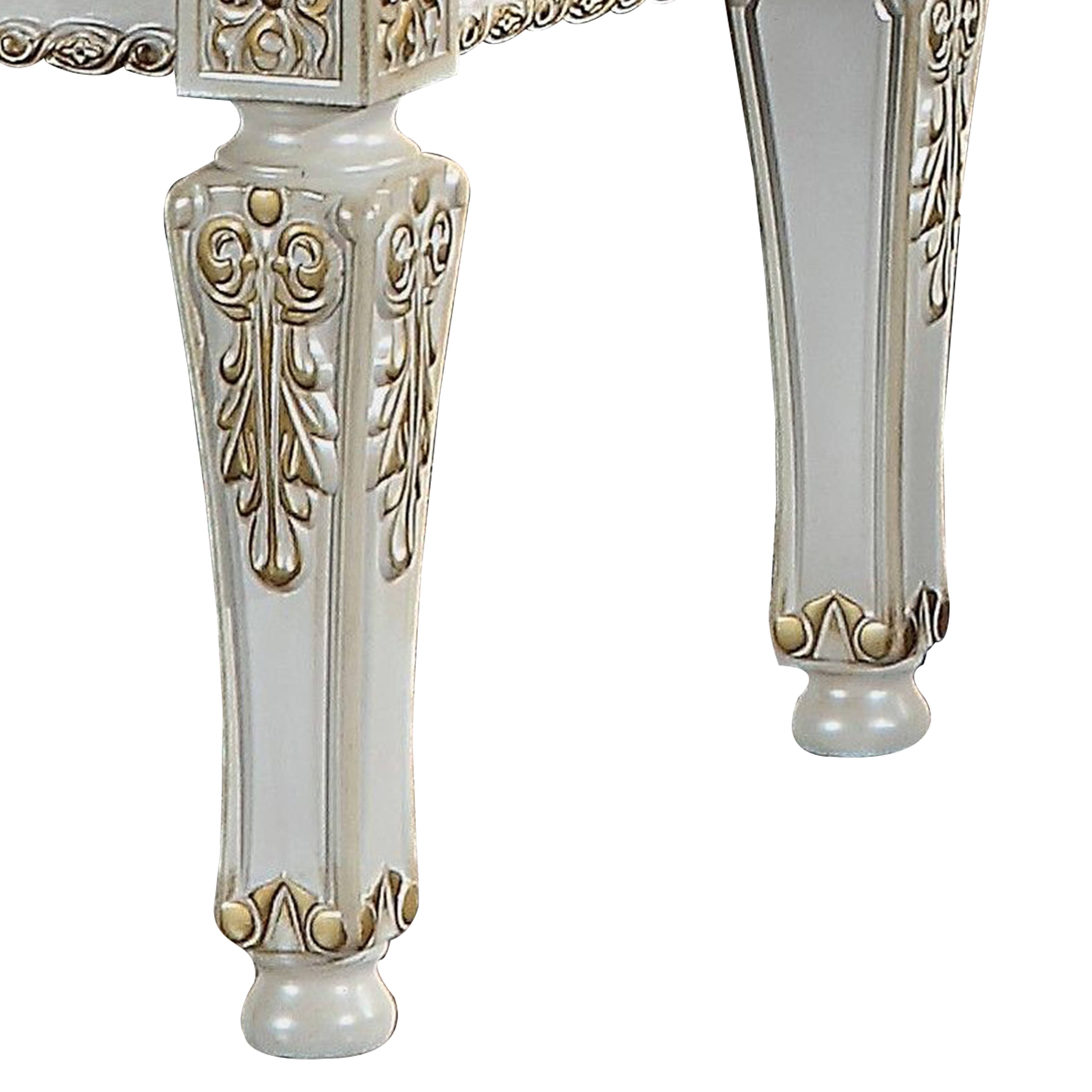 Alt View 3. Manhattan Lane - Doe 27 Inch Side Dining Chair Set of 2, Nailhead, Tufted White Faux Leather - Pearl, Gold.