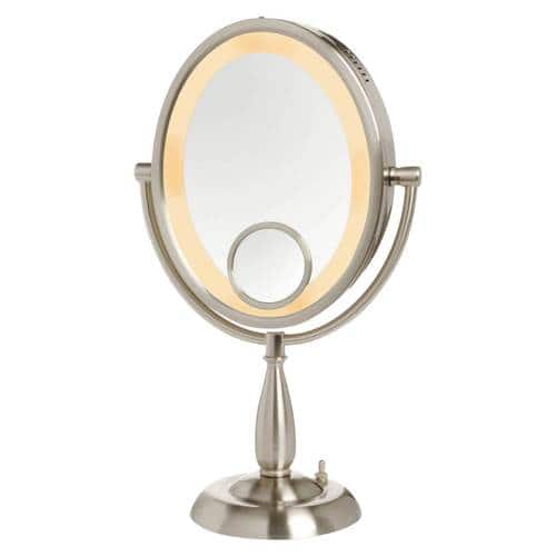 Small Table Top Mirrors Best Jerdon 10x Oval Lighted Table Top Mirror Nickel