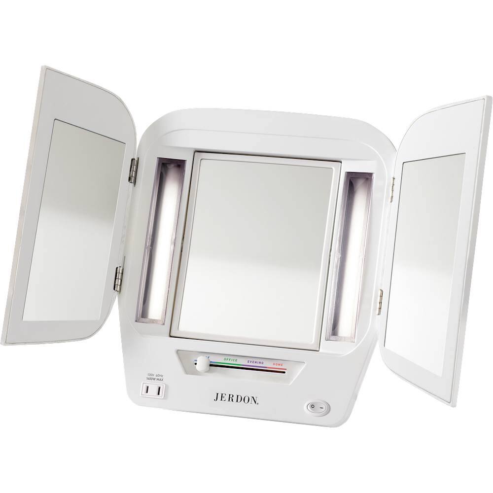 Angle. Jerdon - 5X Eurostyle Trifold Mirror - White.