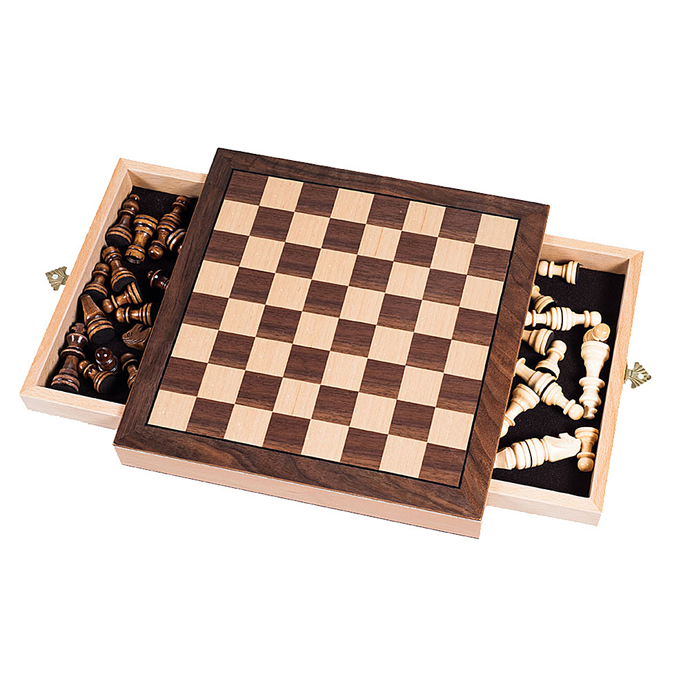 Trademark Games - Elegant Inlaid Wood Chess Cabinet w/ Staunton Wood Chessmen