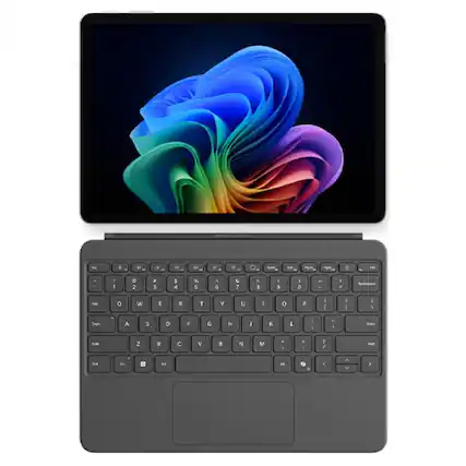 Front. Microsoft - Microsoft Surface Pro Copilot+ PC Platinum + Surface Pro 12" Keyboard Slate - Platinum.