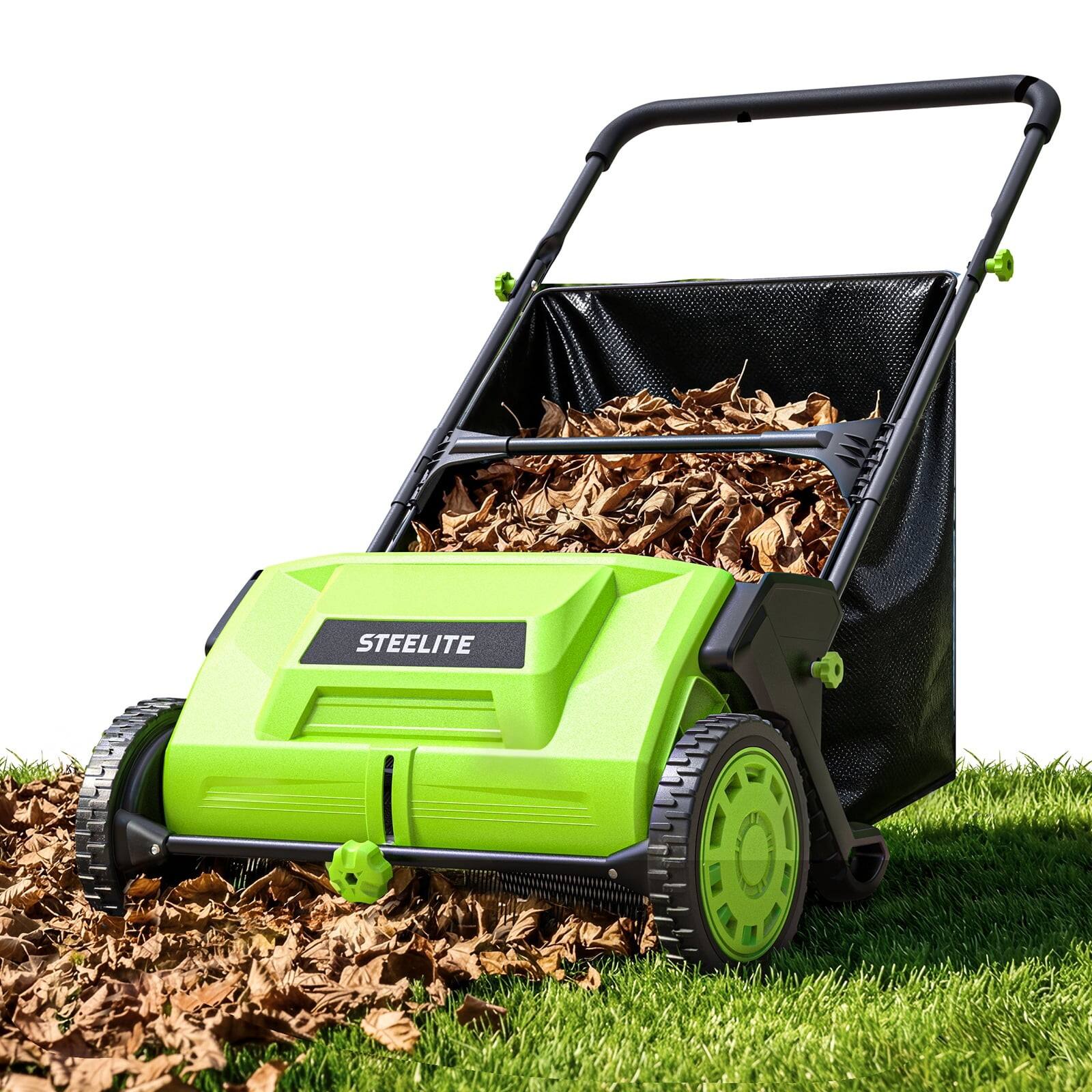 Alt View 6. Steelite - Push Lawn Sweeper 21" Leaf Sweeper with Large 3.6 Cu FT Mesh Collection Hopper Bag.