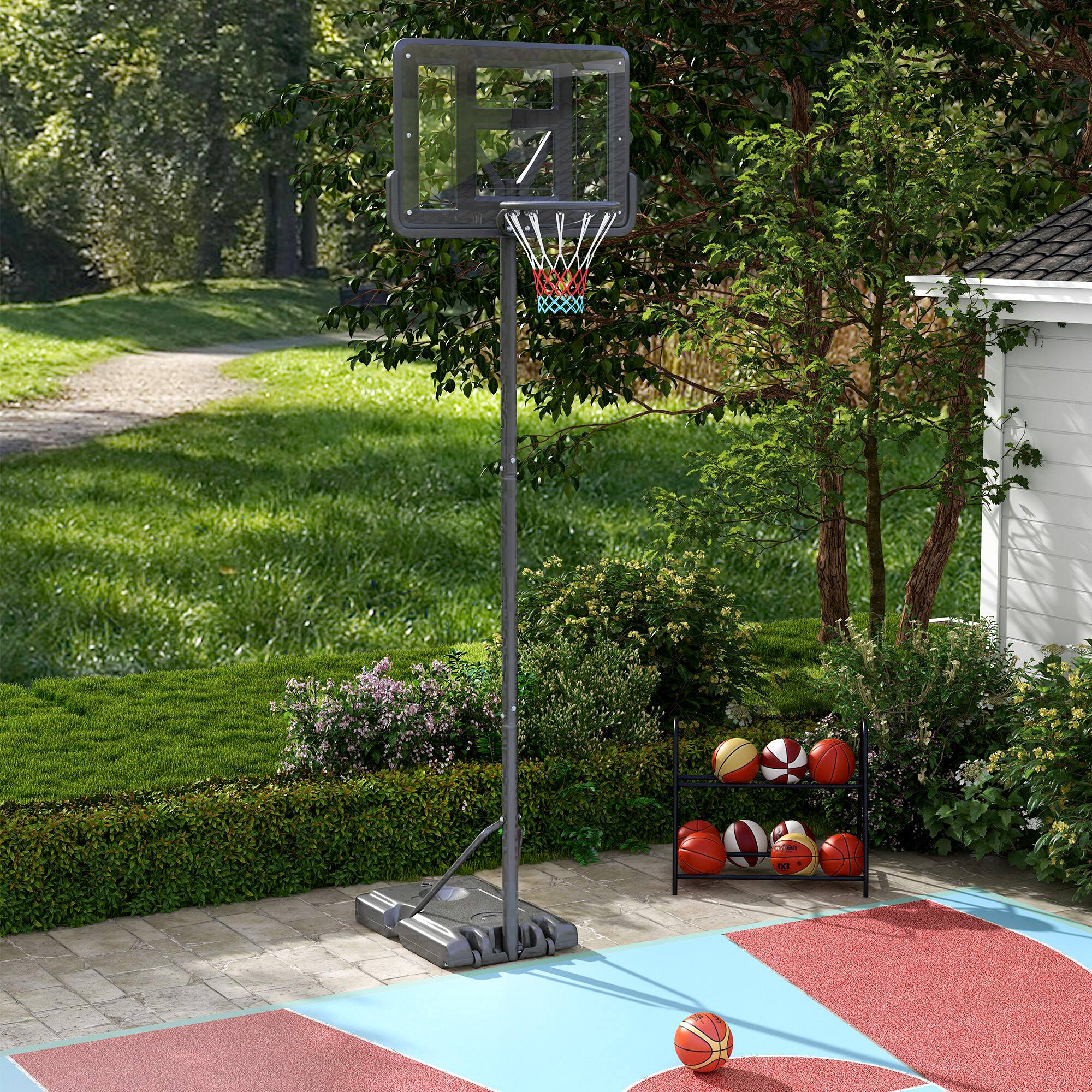 Alt View 1. Soozier - Portable Basketball Hoop, 7.5-10FT Height Adjustable Swimming Pool Basketball Goal with 43.25" Backboard - Black.