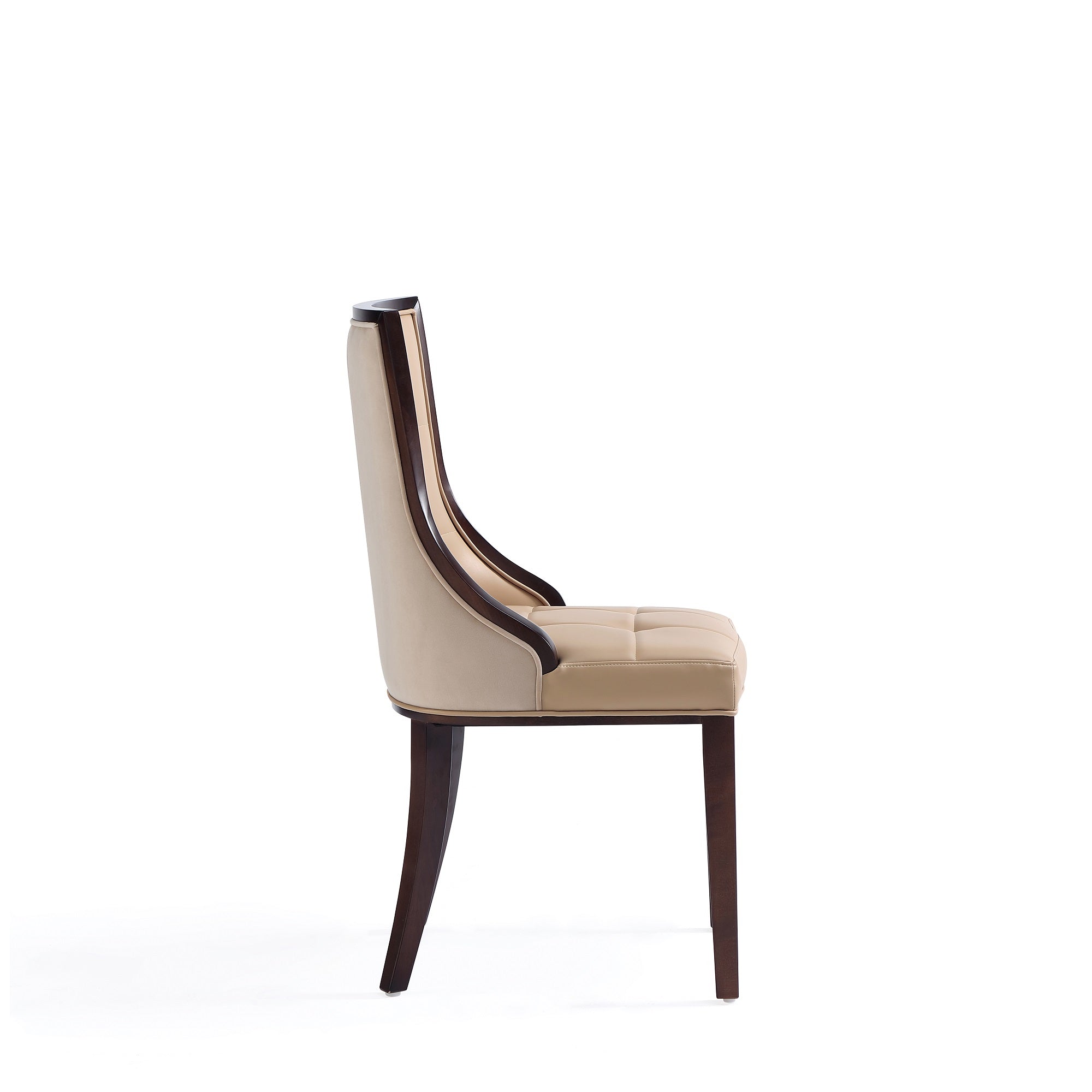 Back. Manhattan Comfort - Fifth Avenue Traditional Wood Upholstered Dining Chair - Set of 4 - Tan.