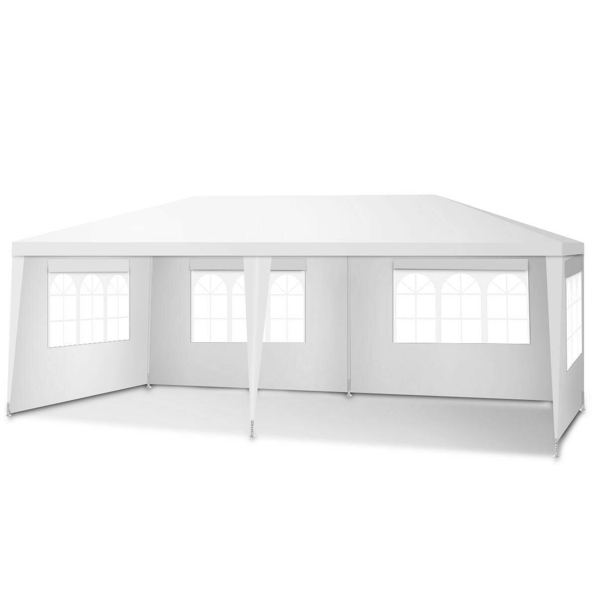 Costway - Outdoor 10'x20' Canopy Tent Heavy Duty Wedding Party Sidewalls Window Carry Bag - White