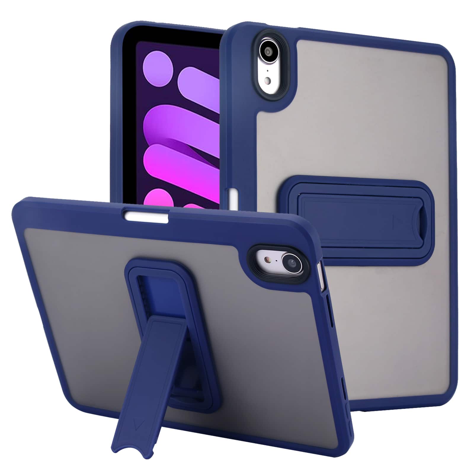 Dteck - For Apple iPad (A16) 11" 2025/iPad 10th 2022 Shockproof Rugged Matte Foldable Kickstand Case With Pen Holder - Darkblue