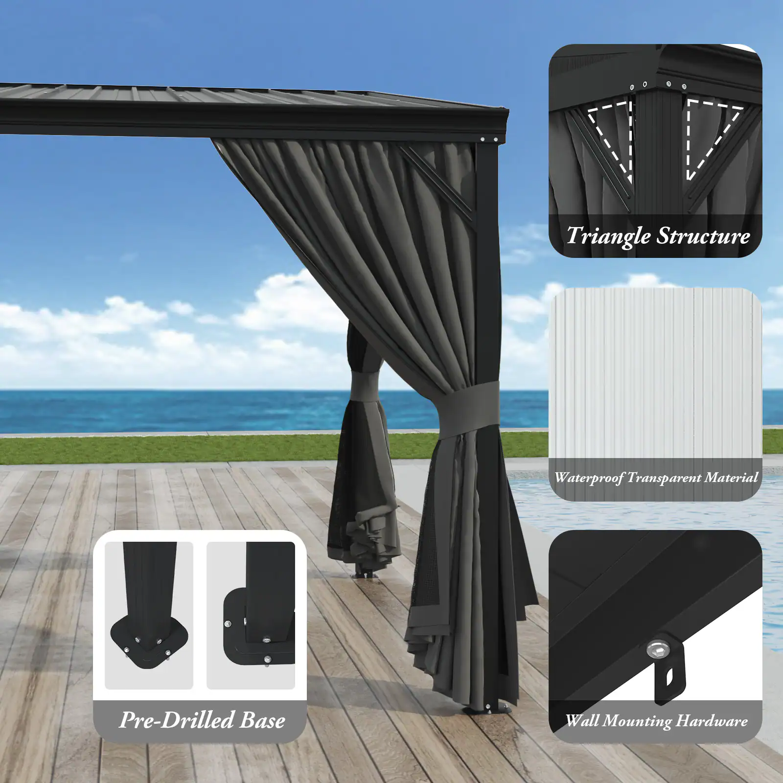 - Triangle Structure
- Waterproof Transparent Material
- Pre-Drilled Base
- Wall Mounting Hardware