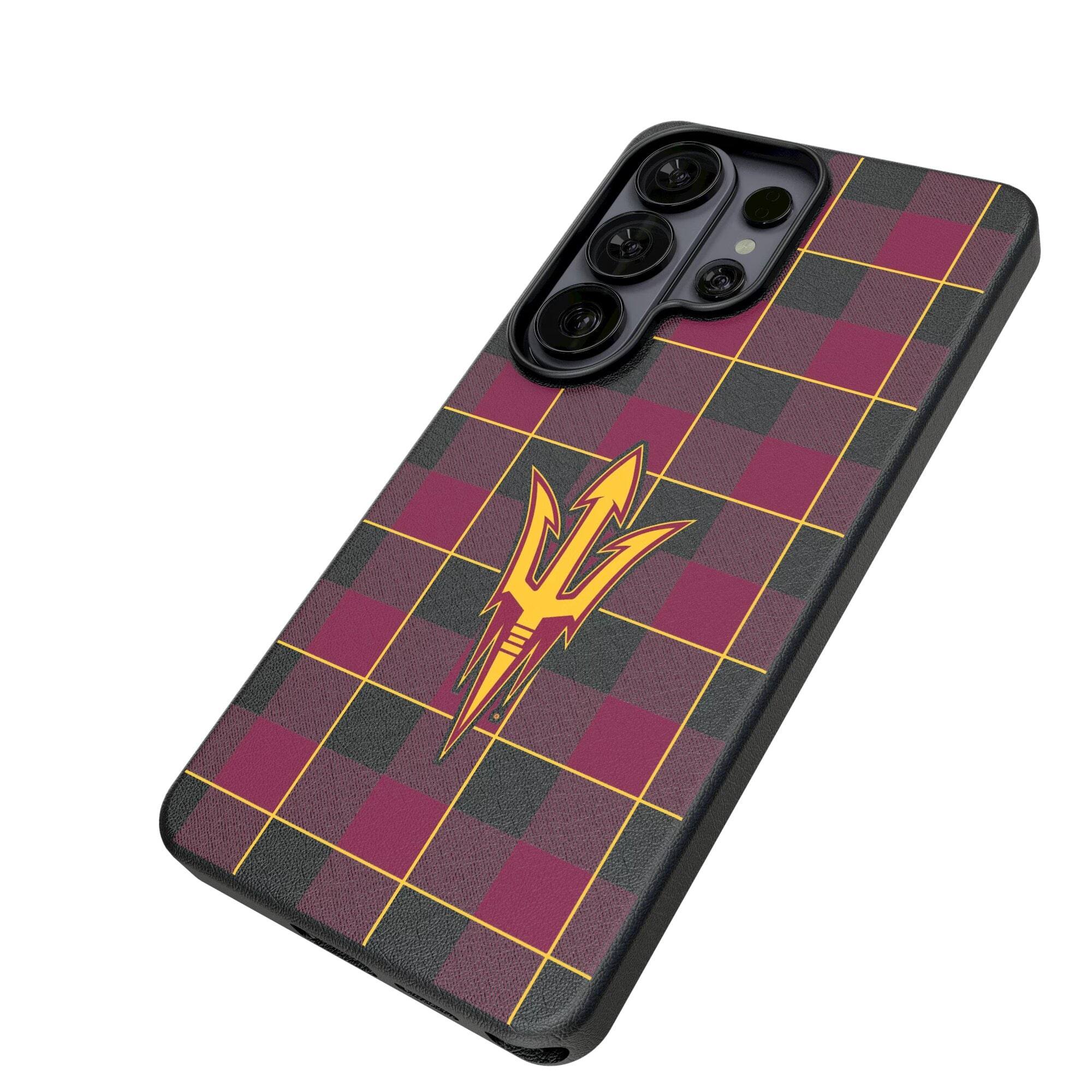 Alt View 1. Keyscaper - Arizona State Sun Devils Plaid Galaxy Magnetic Bump Case - S25 Ultra - Black.