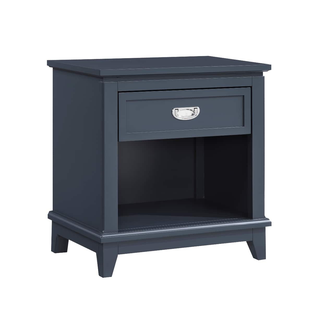 Loheer - Nightstand with Drawer and Lower Shelf, Classic Bedroom Storage - Navy Blue