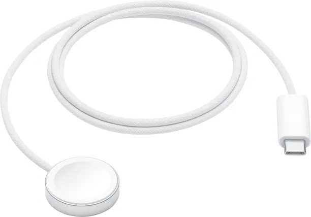 Front. Apple - Apple Watch Magnetic Fast Charger to USB-C Cable (1 m, 2026) - White.