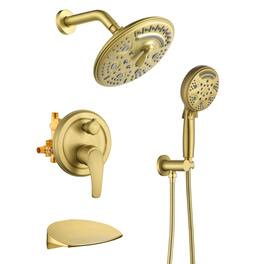 Boyel Living - Shower Set Brass SUS304 3-Function Valve 8-Inch Top Spray 9-Function Handheld cUPC - Brushed Gold
