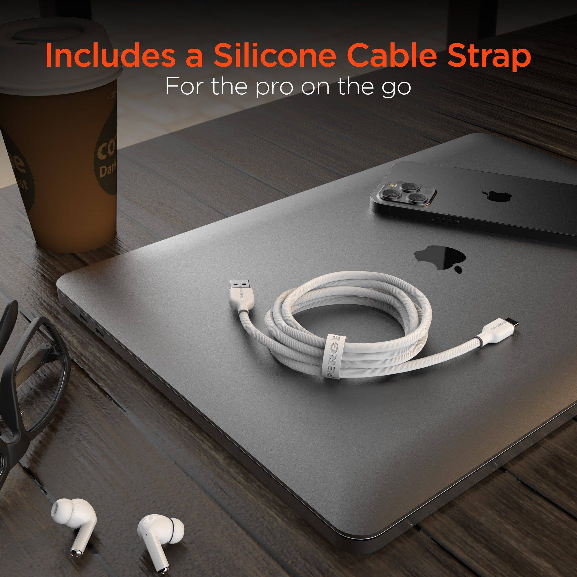 Includes a Silicone Cable Strap  
For the pro on the go
