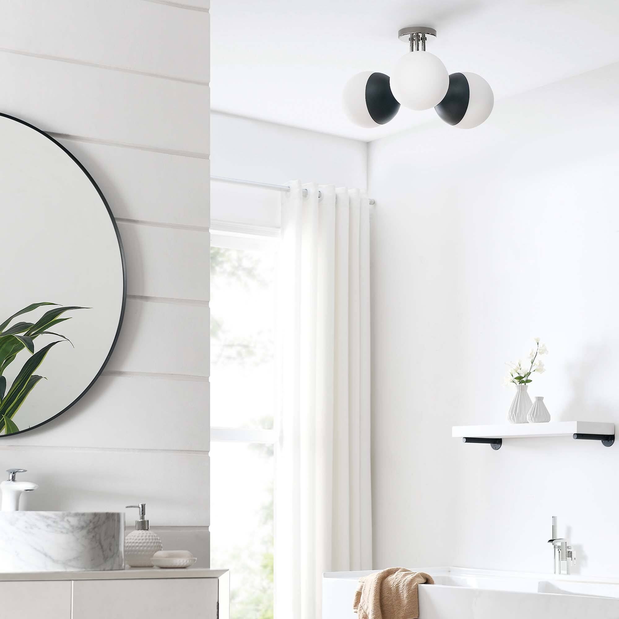 Alt View 1. Modway - Stellar 3-Light Semi-Flush Ceiling Light by Modway - Opal Polished Nickel.