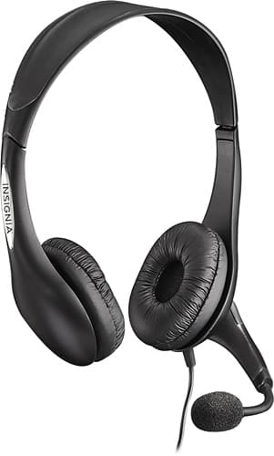Front. Insignia™ - On-Ear Analog Stereo Headset - Black.