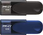 PNY - Attaché 32GB USB 2.0 Flash Drives (2-Pack) - Black/Navy - Larger Front