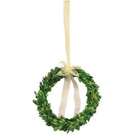 BreeBe - Preserved Boxwood Ring w/Ribbon 10" dia - Green, Cream