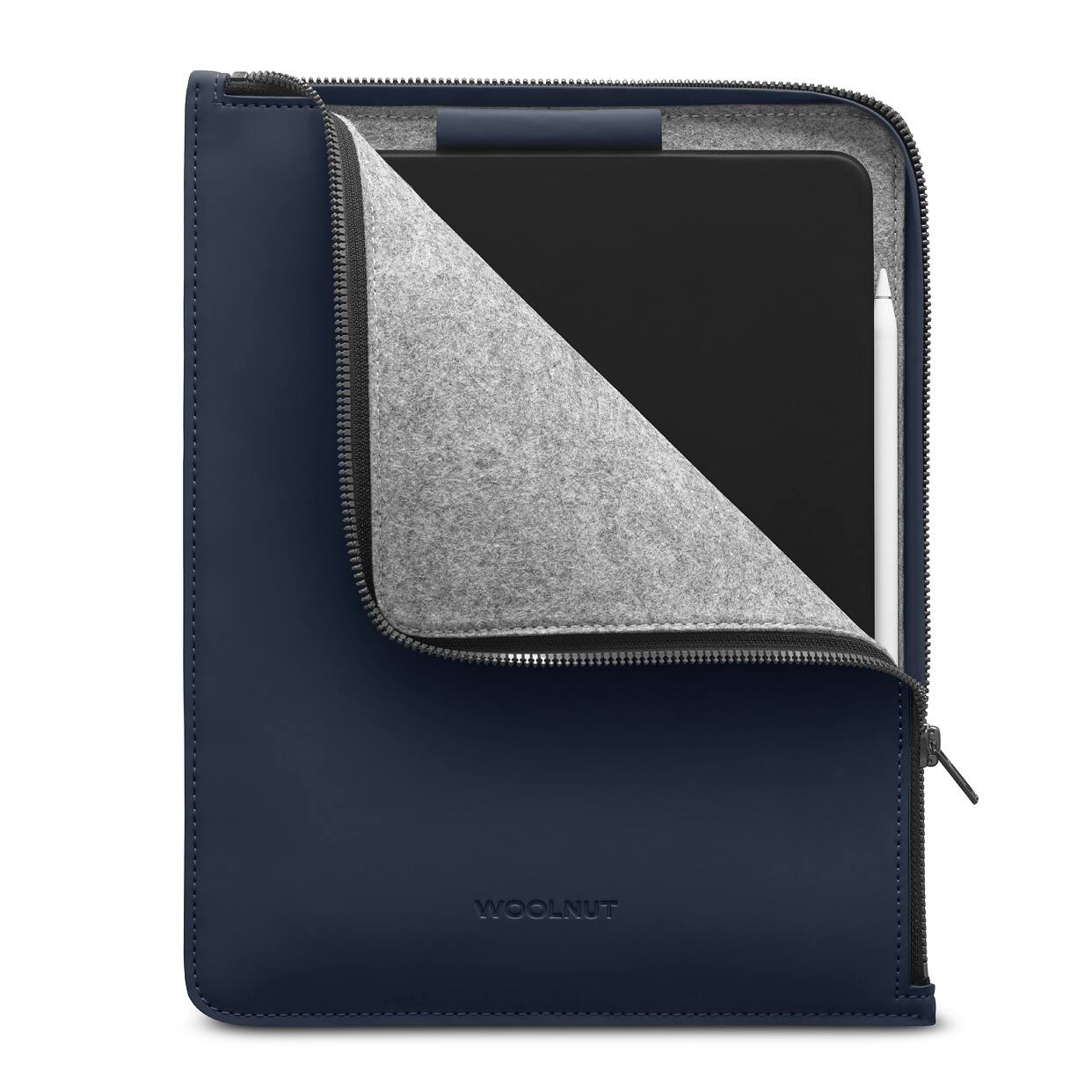 Left. Woolnut - Coated PU Folio for 11-inch iPad Pro & Air - Black - Blue.