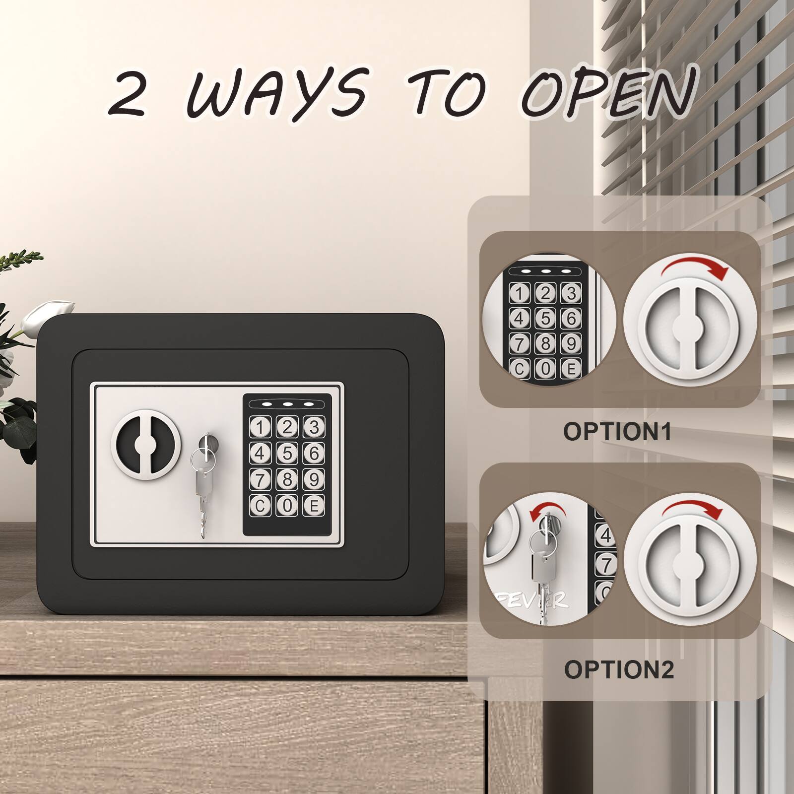 2 WAYS TO OPEN

OPTION1
1 2 3
4 5 6
7 8 9
C 0 E

OPTION2
FEVER