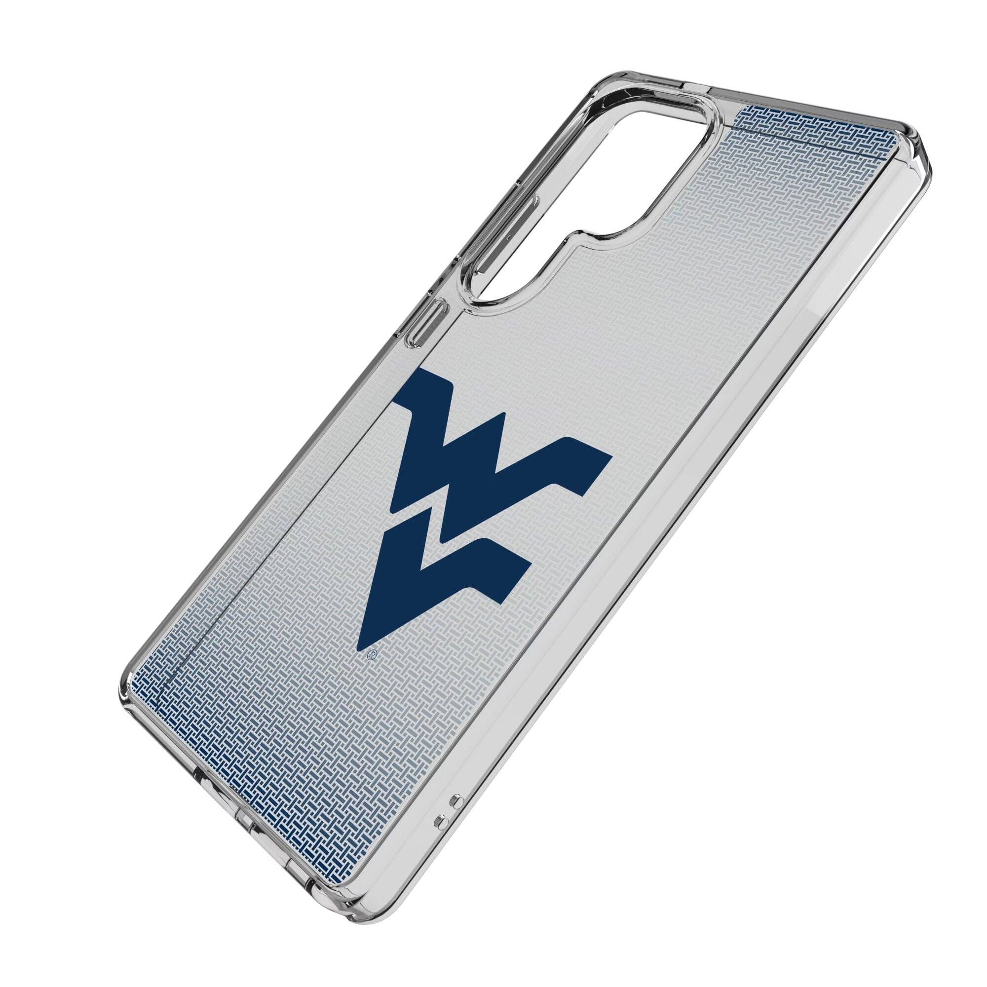 Alt View 1. Keyscaper - West Virginia Mountaineers Linen Logo Galaxy Clear Case - S23 - Multicolor.