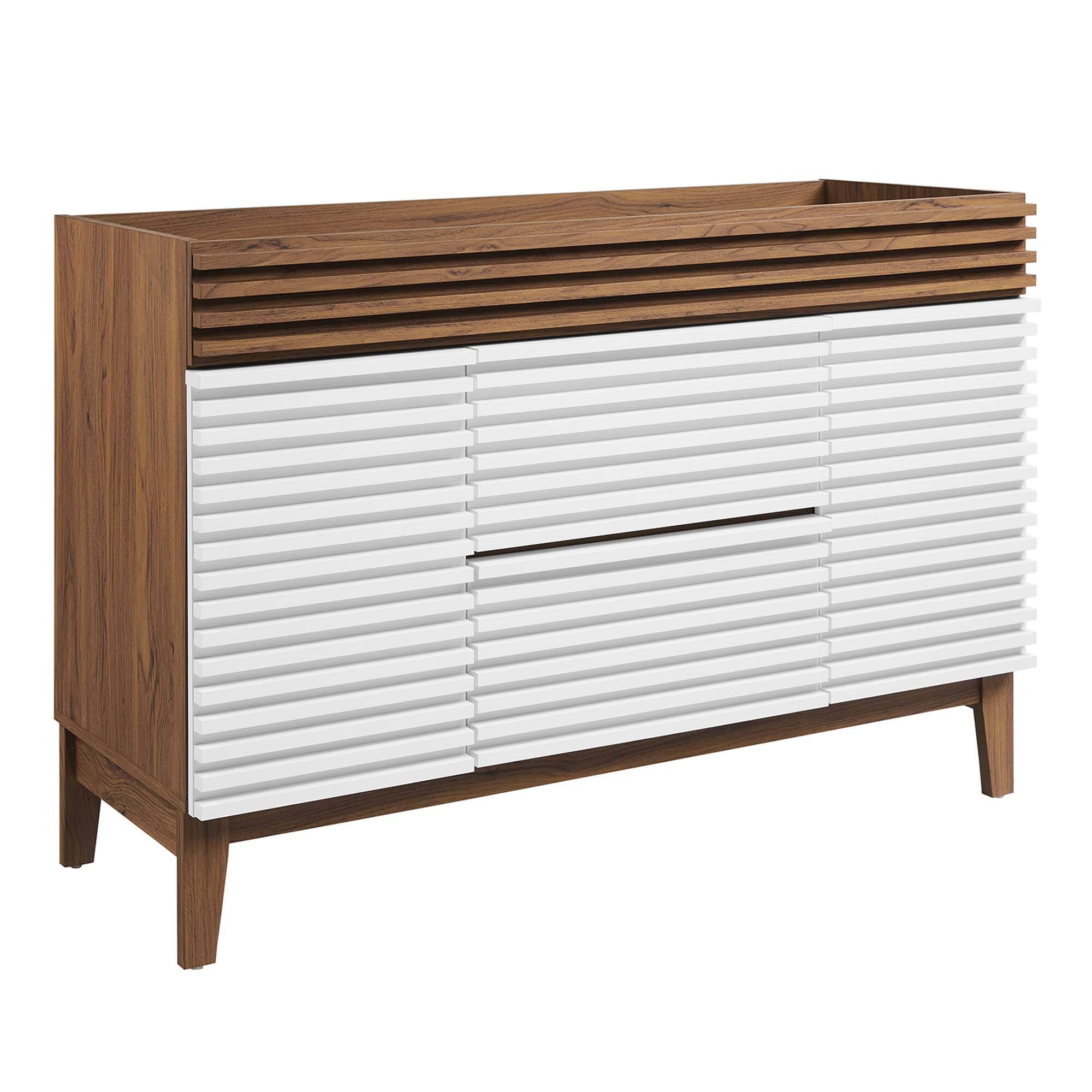 Angle. Modway - Render 48" Bathroom Cabinet Basin Not Included by Modway - White Walnut.
