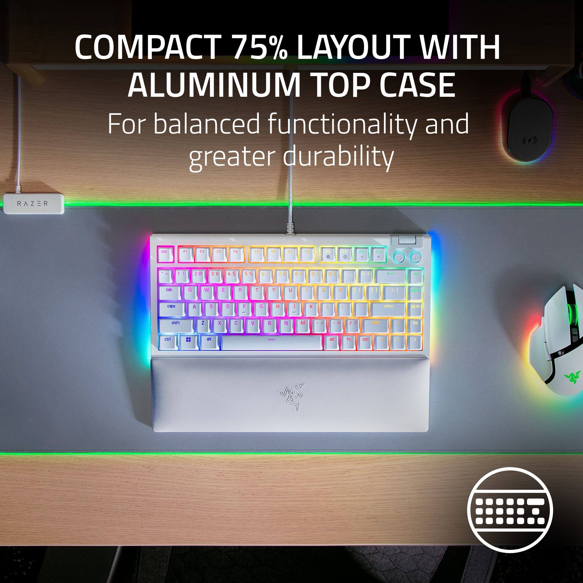 COMPACT 75% LAYOUT WITH ALUMINUM TOP CASE For balanced functionality and greater durability RAZER USE ... 14 P . d . O . 1 O  1 2 . 1 . 4 1 5 1 A 7 4 9 9 C . de - 0 W 1 2 1 F U I 3 + - I I 1 4 L A 1  4 1 F H - - I L ote  w + R 4 V d  - . I d i o 1 - - N Im - A