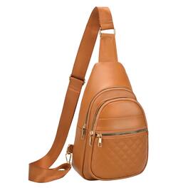 Unique Bargains - Crossbody Bags for Women Men Leather Sling Bag Cross Body Backpack for Women Casual Chest Bag Daypack for Travel Hiking - Brown