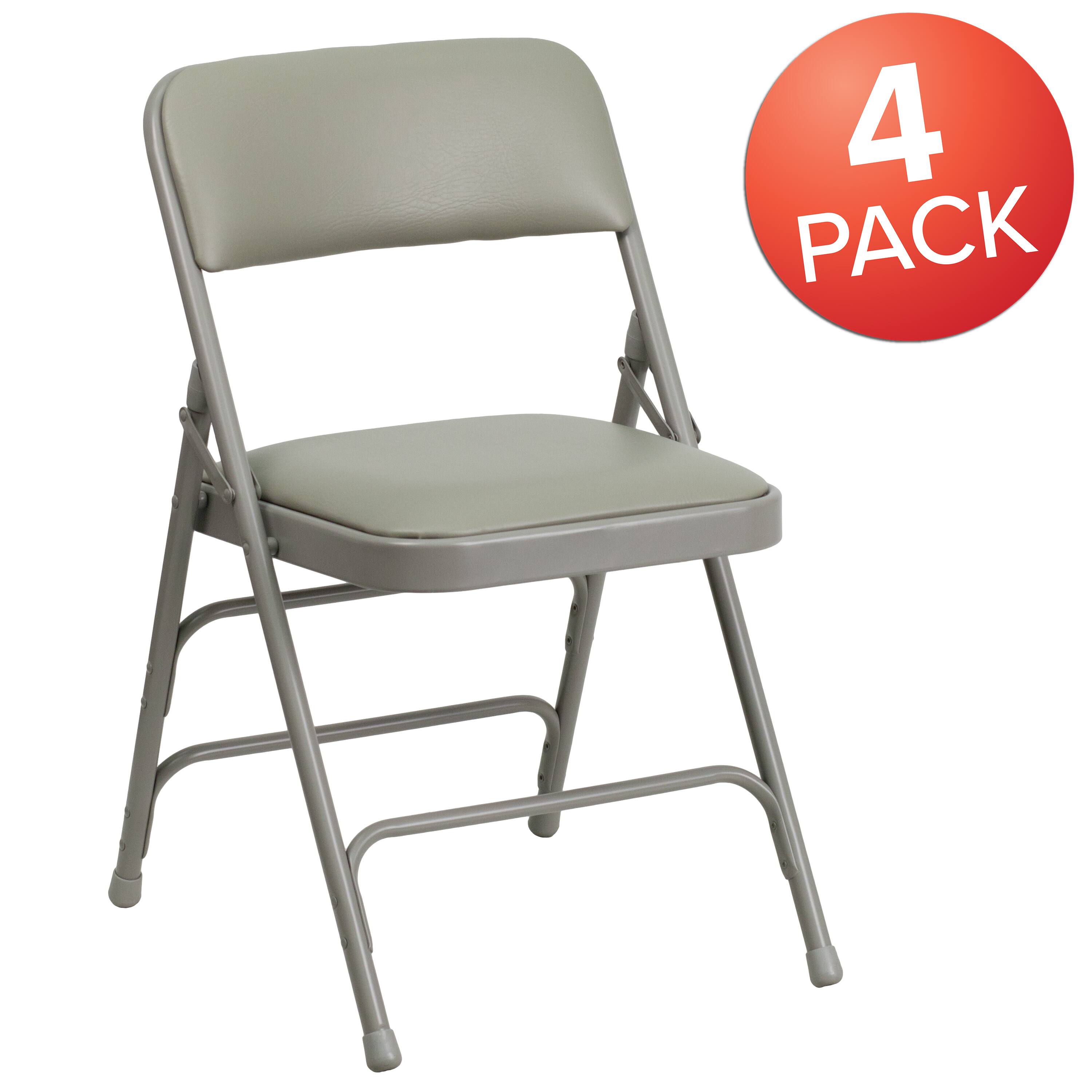 Alt View 1. Emma + Oliver - 4 Pack Home & Office Portable Party Events Padded Metal Folding Chair - Gray Vinyl/Gray Frame.