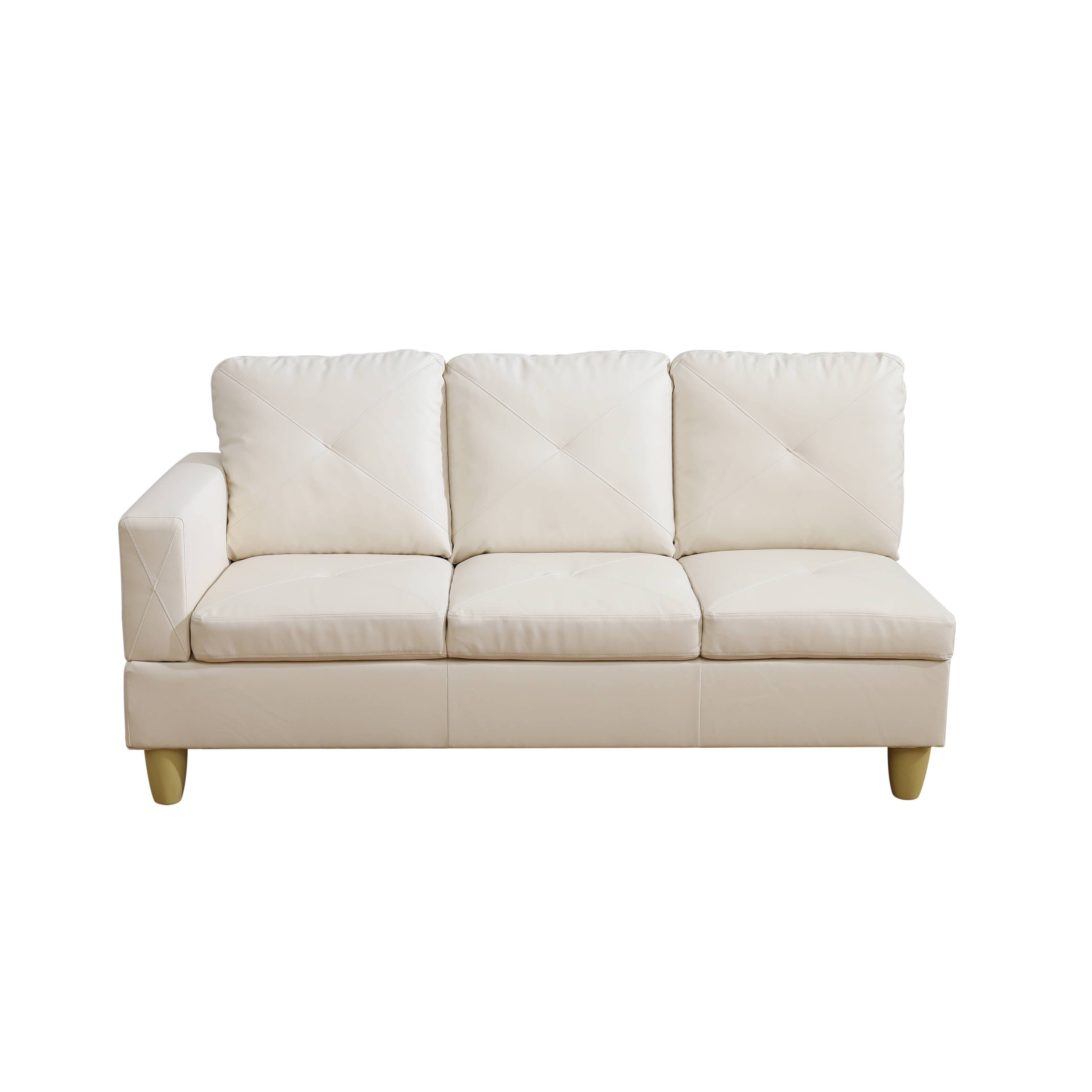 Alt View 5. Boyel Living - Premium Semi PU Upholstered Sofa Solid Wood Frame Double Spring with Right Chaise Lounge - Cream.