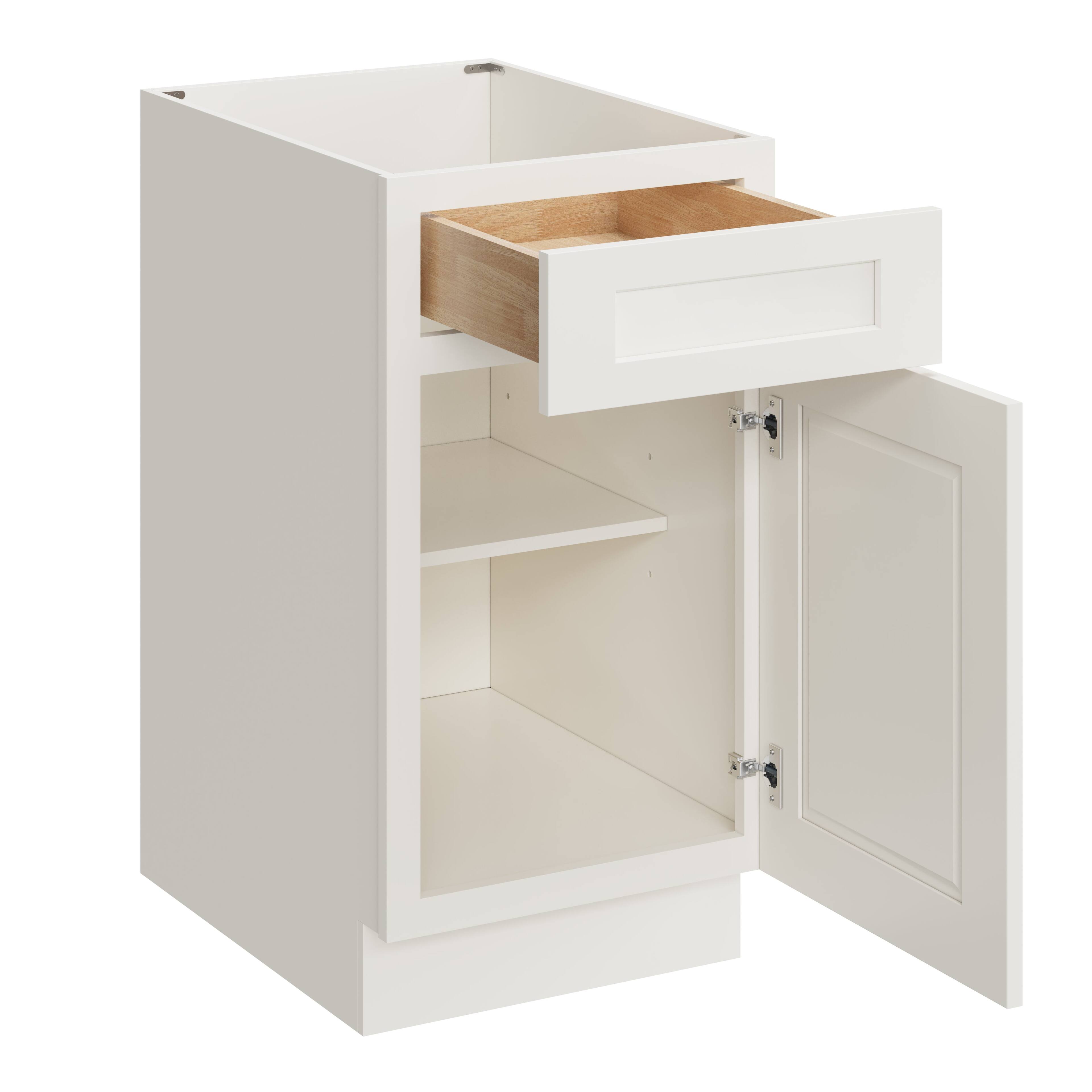 Alt View 1. Boyel Living - 18 Inch White Shaker Style Base Cabinet with Full Overlay Door - White Shaker.