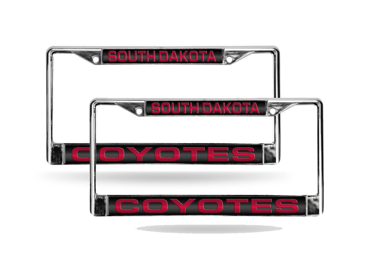 South Dakota Coyotes Chrome Metal Laser Cut License Plate Frame - Set of Two