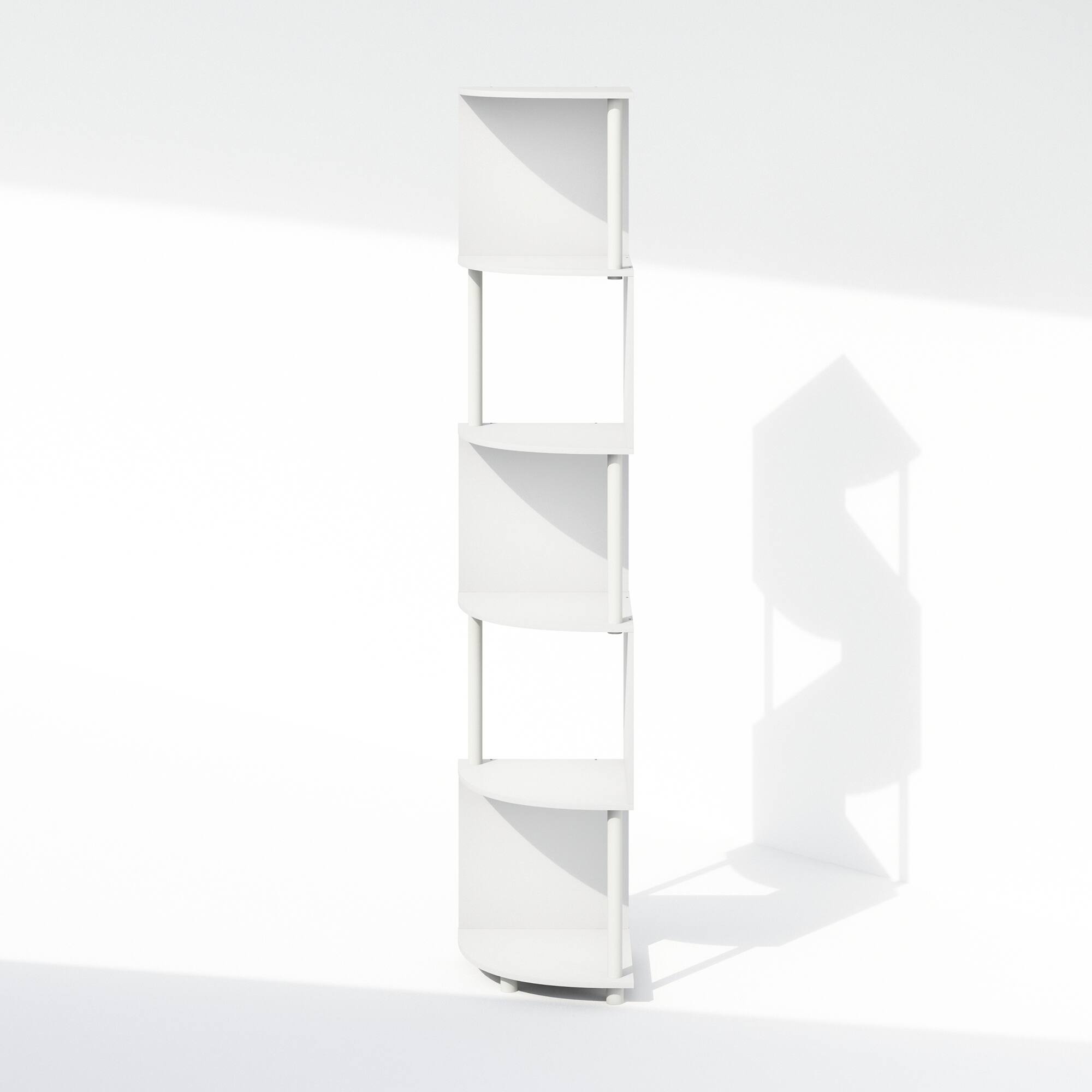 Alt View 1. Furinno - Basic 5-Tier Zigzag Corner Multipurpose Standing Shelf - White/White.