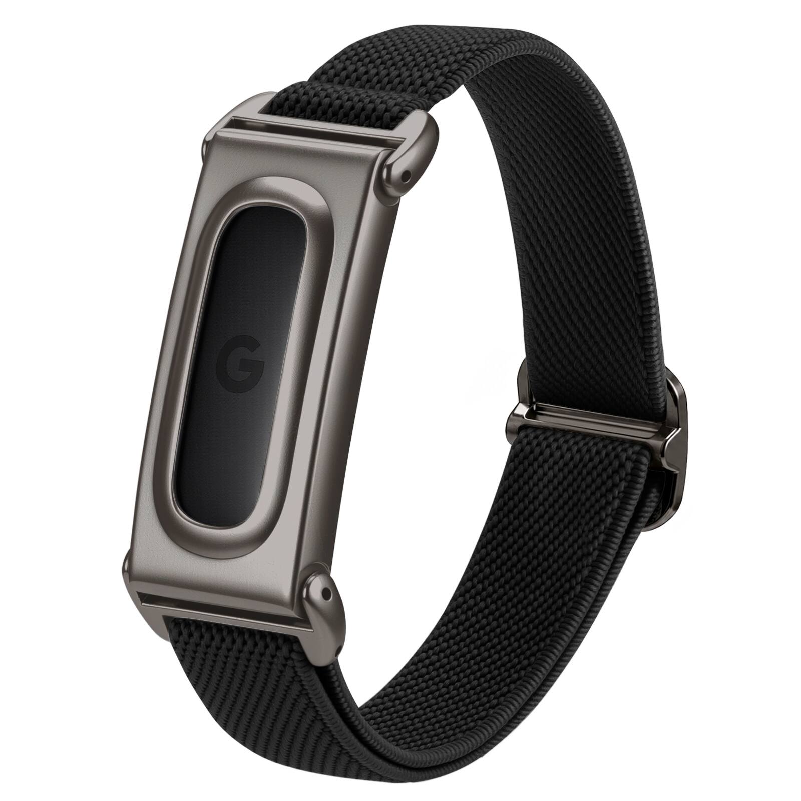Front. Fintie - Stretchy Nylon Band for Google Fitbit Air, Sport Loop Soft Elastic Strap Adjustable Replacement Breathable Wristband - Black.