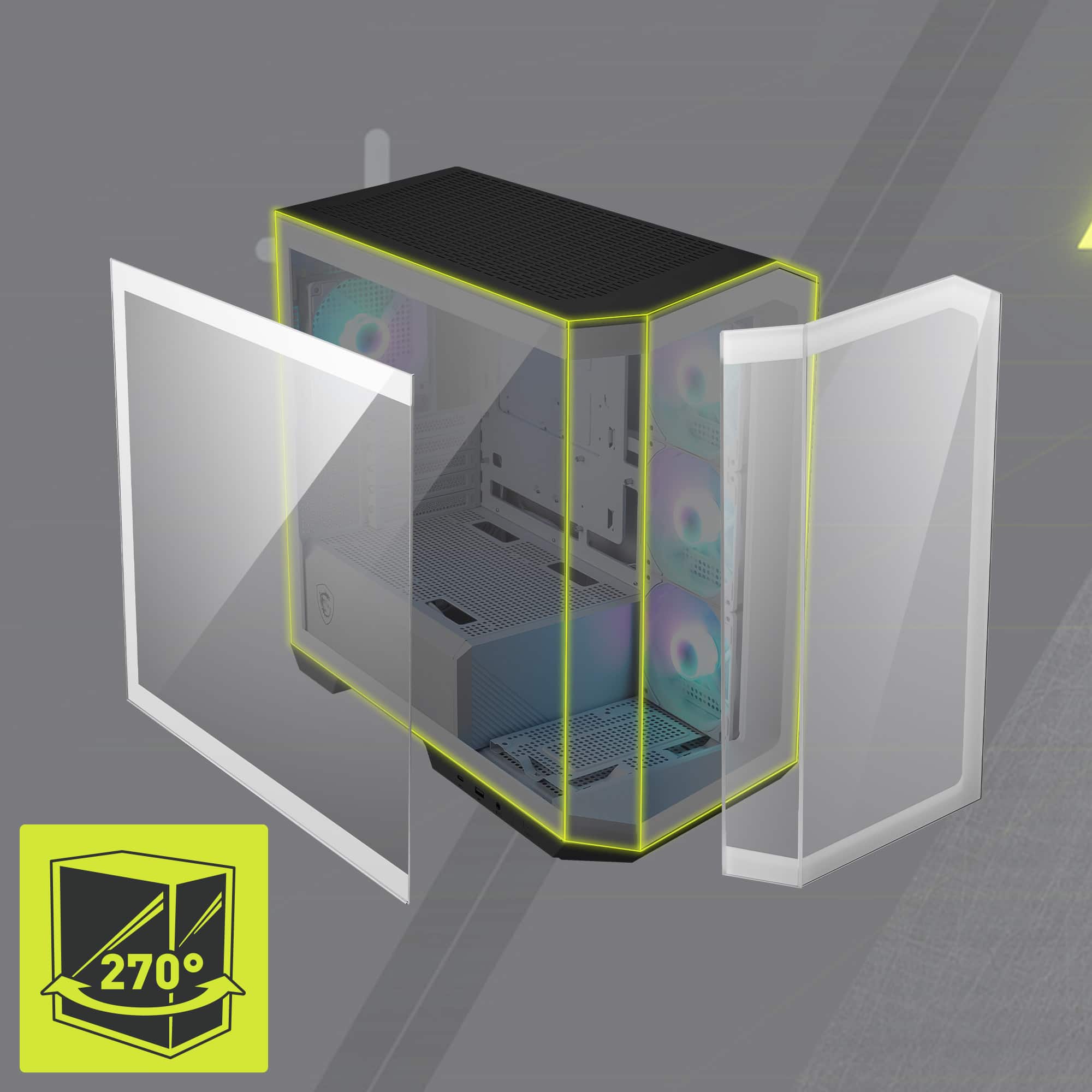 Alt View 5. MSI - MAG PANO 100R PZ WHITE ATX Mid-Tower PC Case - White.