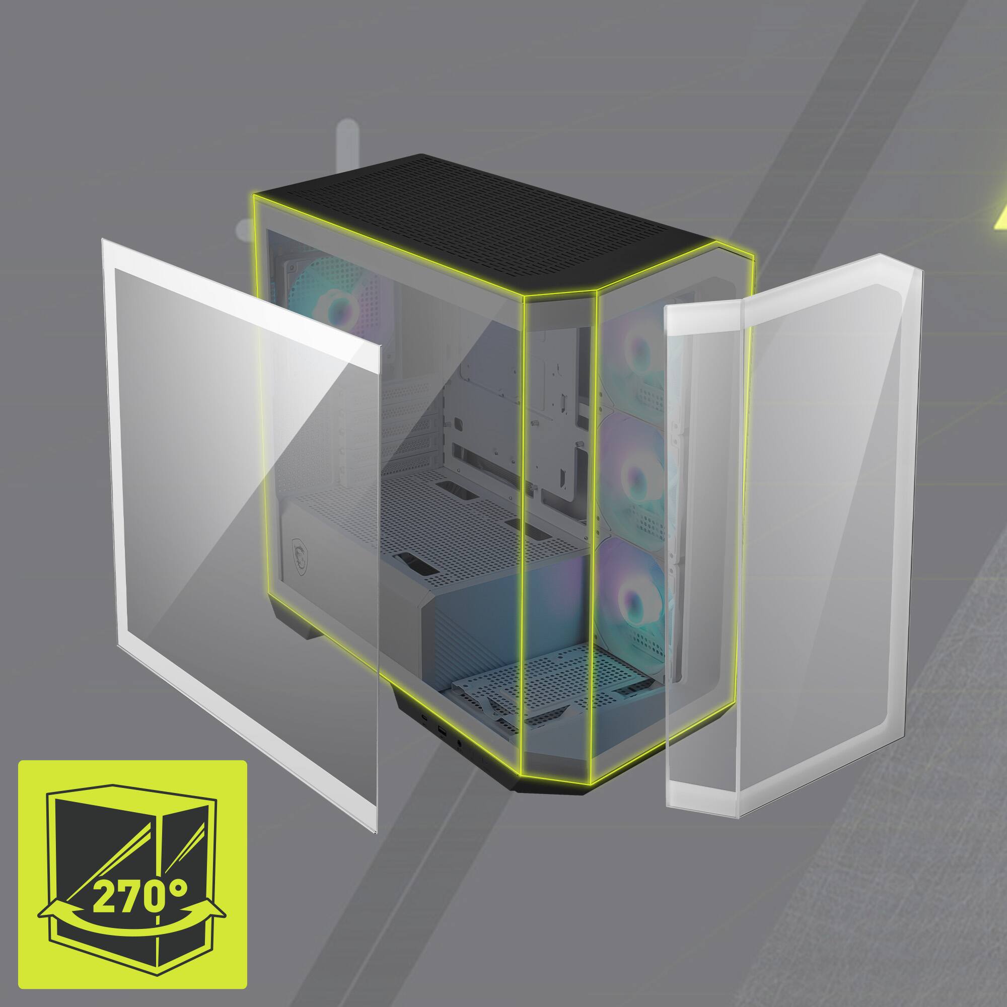 Alt View 5. MSI - MAG PANO 100R PZ WHITE ATX Mid-Tower PC Case - White.