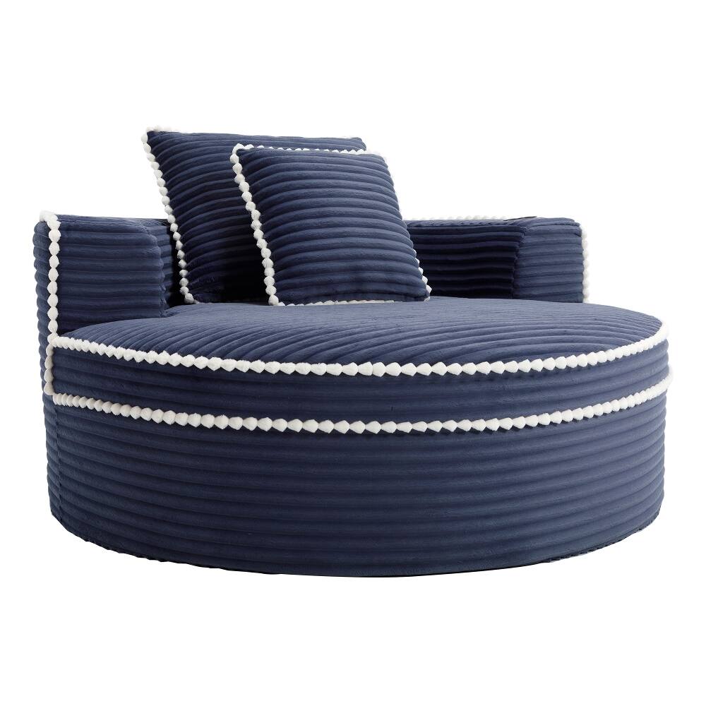 Alt View 1. Loheer - Loheer Round Sofa Bed Blue Memory Foam Sectional Cloud Couch with Pillows Small Space Convertible Sleeper - Blue.