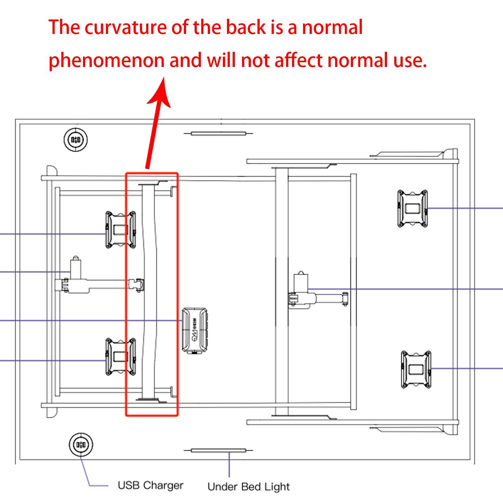 The curvature of the back is a normal phenomenon and will not affect normal use.

USB Charger Under Bed Light