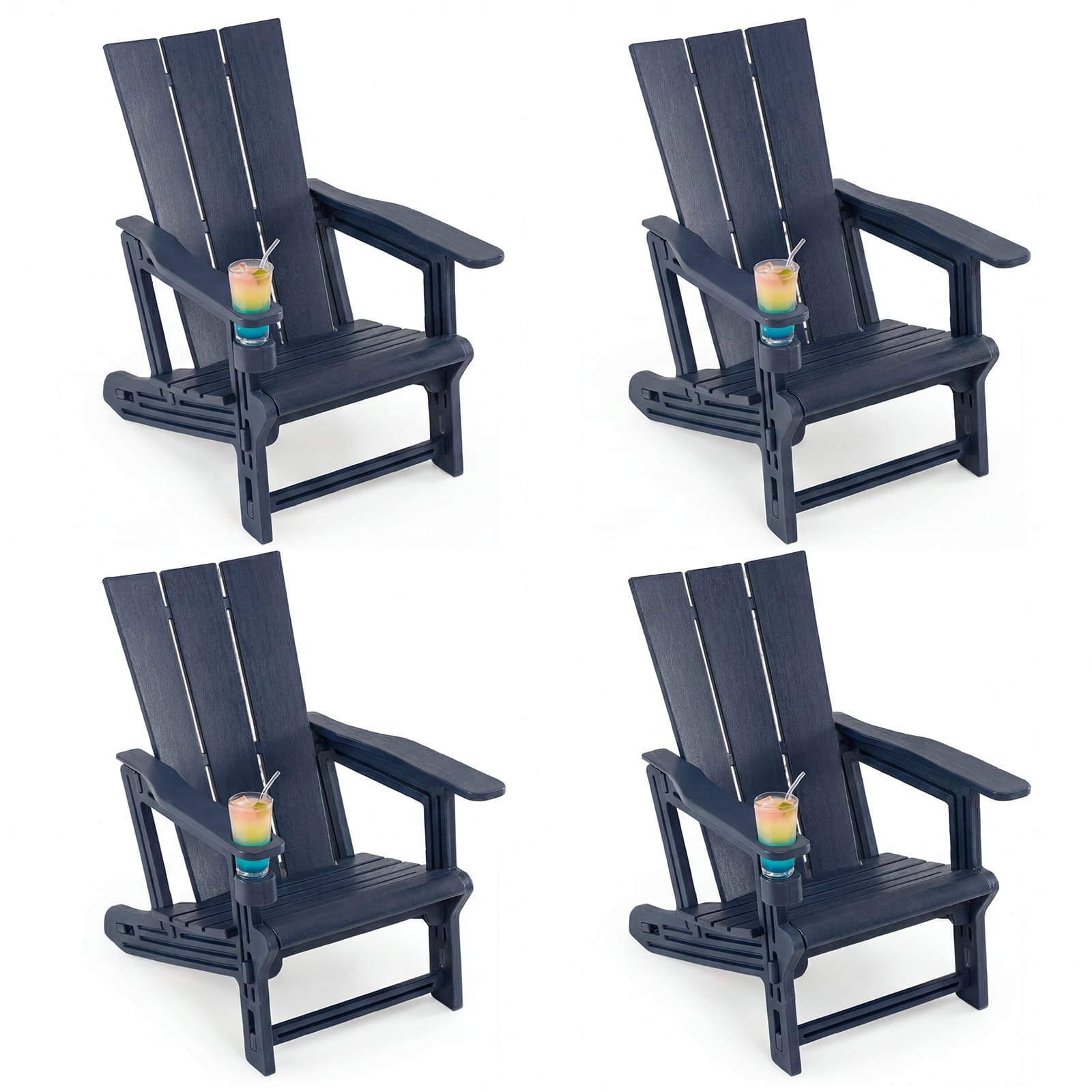 Gymax - 4PCS Adirondack Chair w/Cup Holder All-Weather HDPE Plastic Outdoor Patio Chair - Blue price history on PriceWatchPro