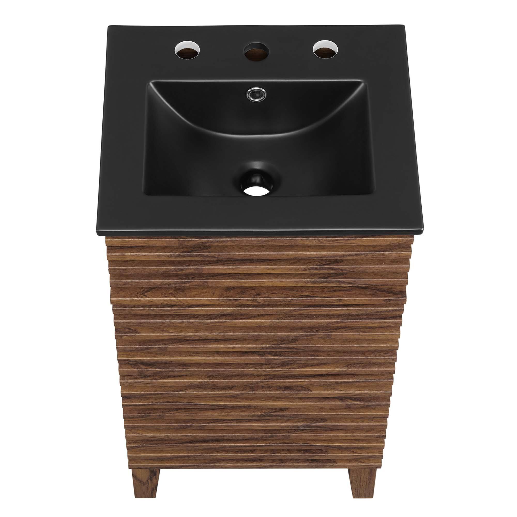 Alt View 4. Modway - Render Bathroom Vanity with Black Basin Included - Walnut Black.