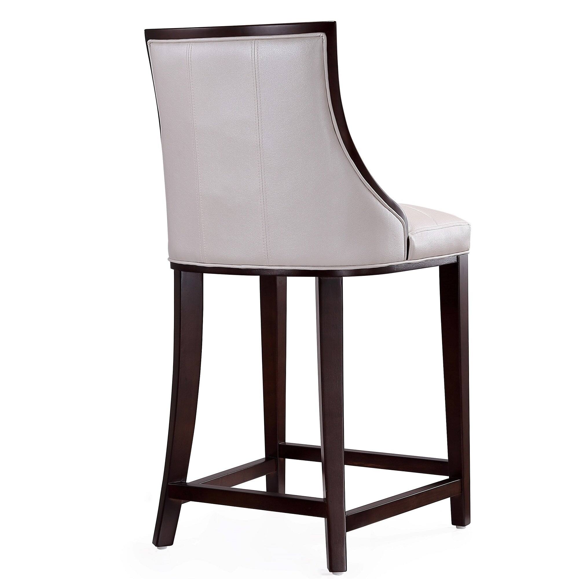 Alt View 2. Manhattan Comfort - Fifth Avenue Traditional Wood Upholstered Counter Stool - Pearl White.