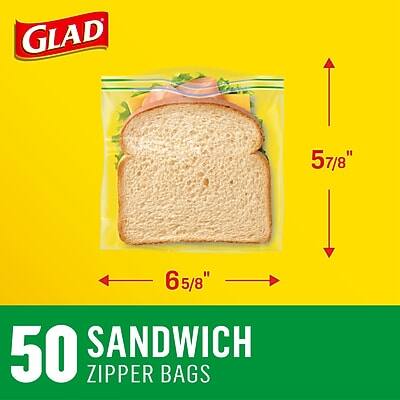 GLAD 5 7/8" x 6 5/8" 50 SANDWICH ZIPPER BAGS